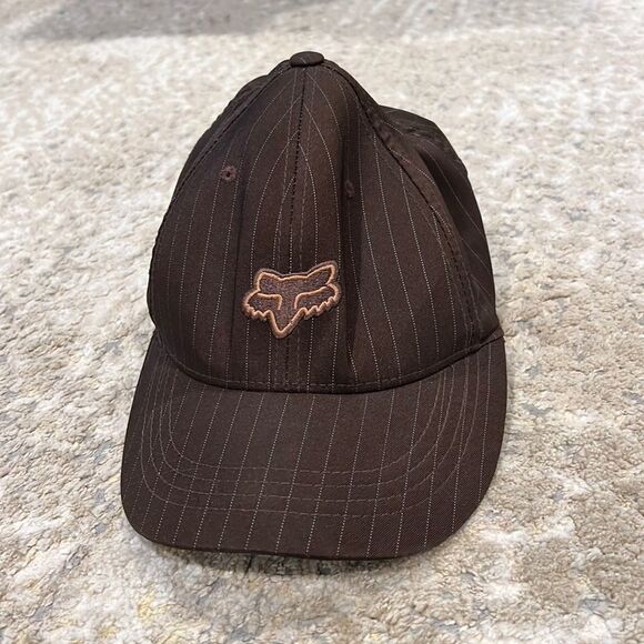 Fox racing Legacy Brown Pinstripe Flex-fit baseball hat cap in GUC - Picture 1 of 7